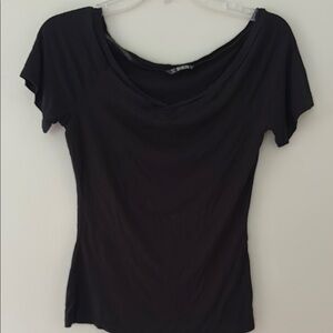 SHEIN Black Fitted Blouse with Short Sleeves